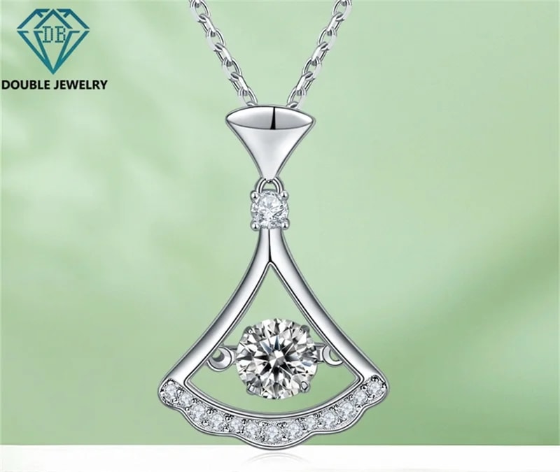 女性用925スターリングシルバーネックレス,ダブルスカート,デザイン,ding moisanite,高級ジュエリー
