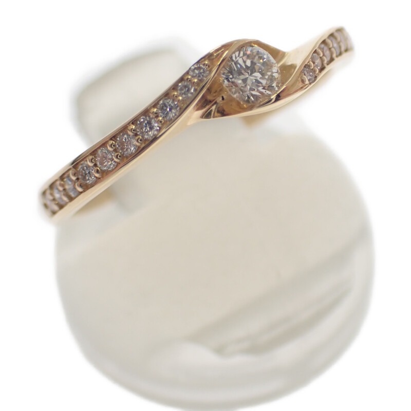 【no brand】デザインジュエリー リング K18イエローゴールド 12号 ダイヤモンド レディース