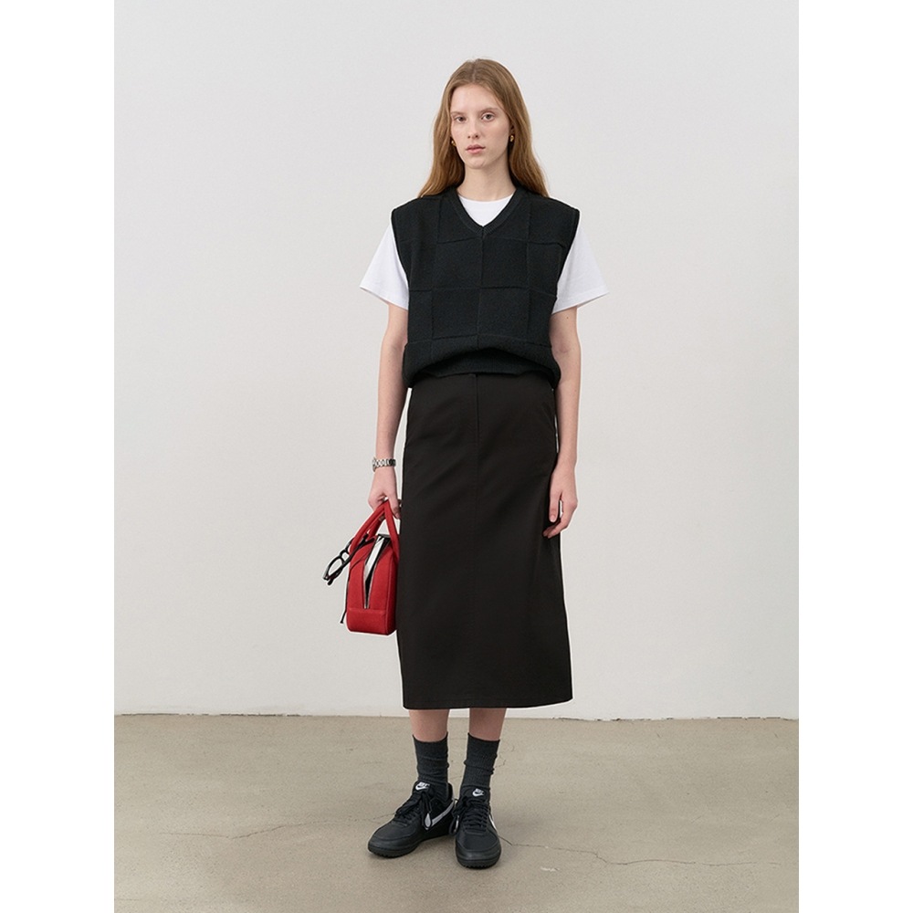 ダンスト女性用 H ラインミディスカートブラック UDSK4C205BK