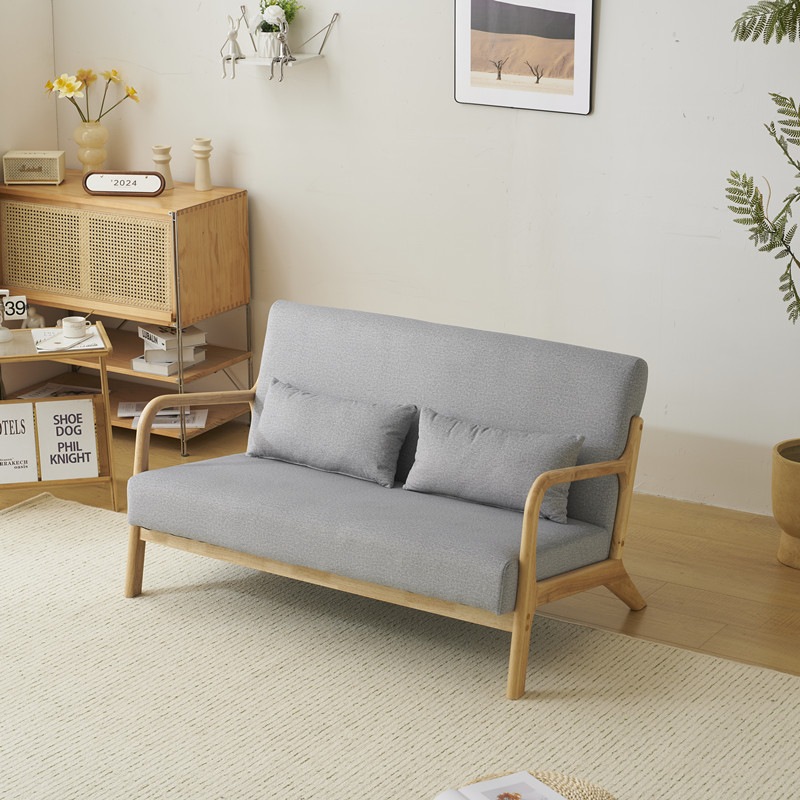 【日本国内出荷-3日で配達】ソファー ソファ 2人掛け 木製 北欧 ファブリック リビングソファ 肘付き 天然木 通気性にも優れているのでソファ ライトグレー DJYC42 16,891円