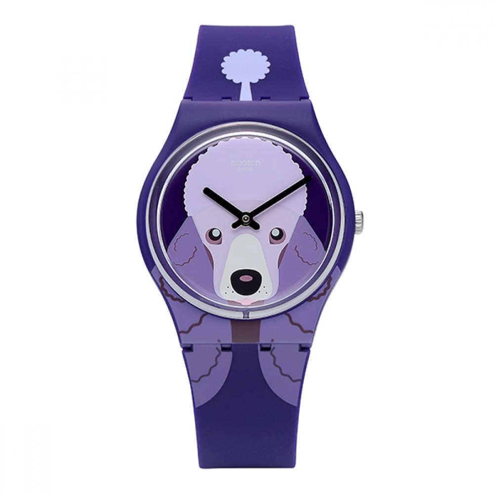 Swatch GV133 アイラブユアフォークパープルプードルパブリックウレタンウォッチ