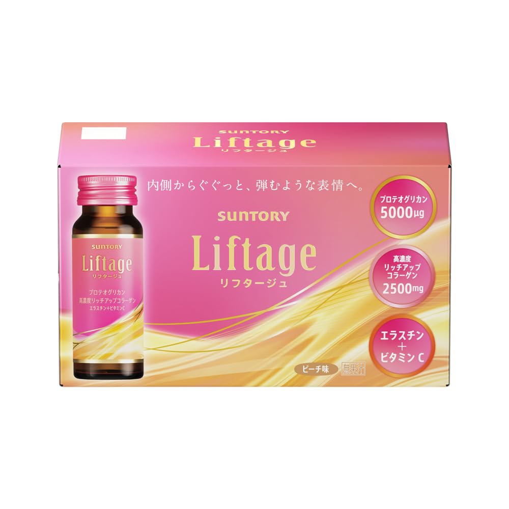サントリー Liftage（リフタージュ） プロテオグリカン 高濃度リッチアップコラーゲン エラスチン 1箱/10本 (ピーチ味)
