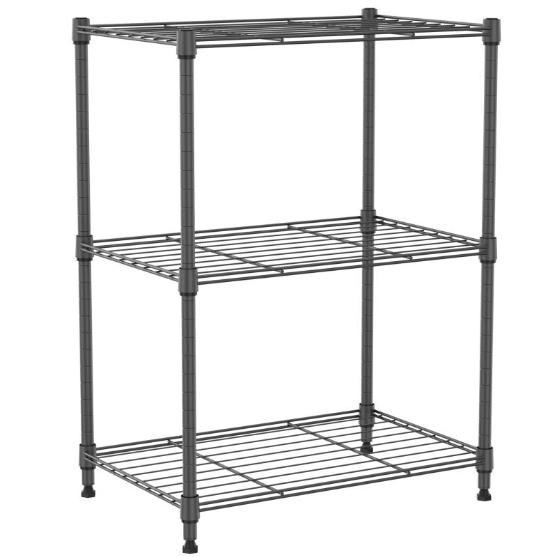 IZEUK スチールラック 2段 高さ伸縮メッシュ 収納棚 防錆加工 パイプ棚 スリム ポール径15.9mm パーツ対応 幅70cm×奥行30cm×高さ59.5cm ミニ収納 頑丈 ワイヤーシェルフ