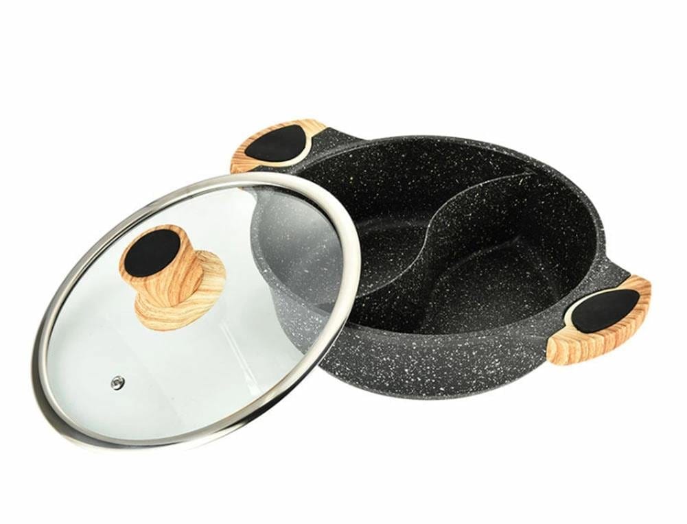 仕切り鍋 鍋 鴛鴦火鍋 2色火鍋 二味鍋 ステンレス 火鍋 IH対応 火鍋風仕切り鍋 おしどり鍋 仕切り 付き 2食 鍋 しゃぶしゃぶ鍋 32cm