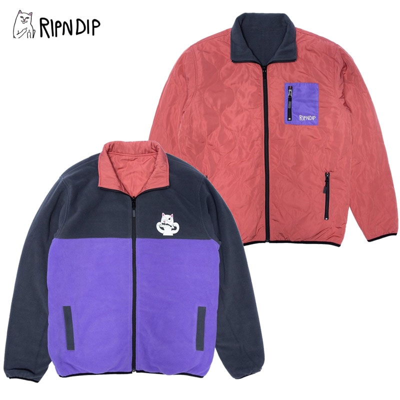 リップンディップ Shmoody Polar Fleece Quilted Reversible JacketClay Purple リバーシブル キルティング ジャケット アウター 男性用 メ