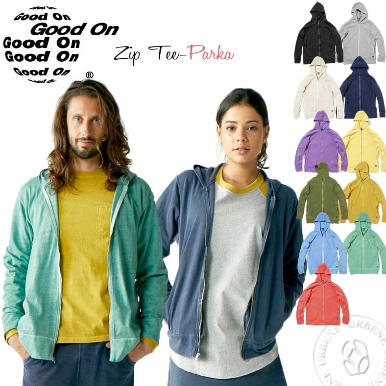 パーカー メンズ 長袖 ピグメントダイ ロングスリーブ ジップ Tパーカー ジップパーカー アーベン メンズ レディース インナー/アウター兼用 後染め Ｔシャツ