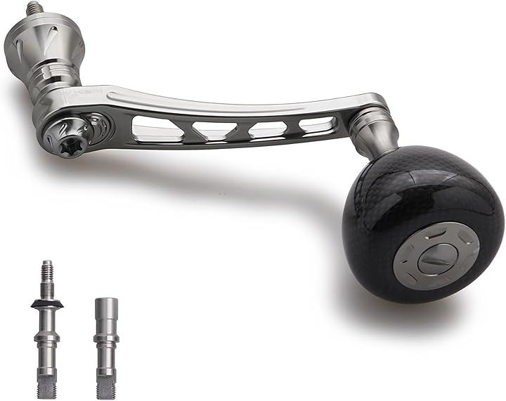 65-70mm可変 リール ハンドル 36mm カーボン製 ノブ搭載 シマノ Shimano ダイワ Daiwa 通用 スピニングリール Carbon Drum (ガンメタル)