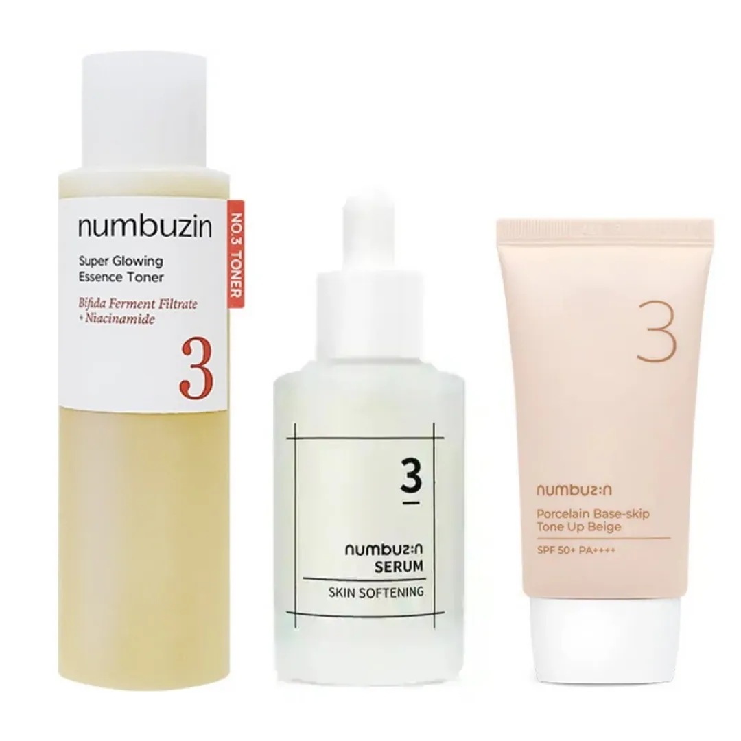 【3番セット】 3番 うるツヤ発酵トナー 200ml + 3番 陶器肌トーンアップクリーム 50ml + 3番 すべすべキメケアセラム 50ml