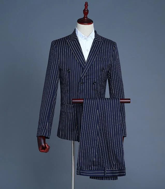 スーツ メンズ スリーピーススーツ 男性用 紳士服 礼服 フォマールスーツ 2点セット 3点セット 舞台ステージ衣装 コスプレスーツ ストライプ柄 上質 長袖ジャケット＋ジレ ベスト＋ロングパンツ ネ
