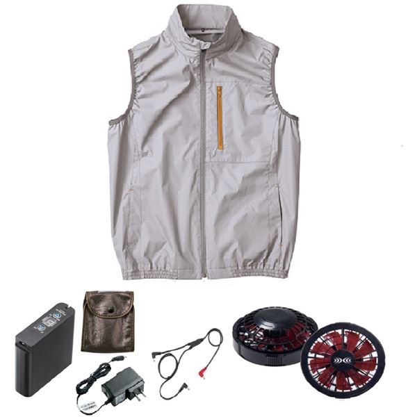 KU92140 空調服 ポリ製 遮熱 立襟 ベスト FAN2200BR/LIPRO2 シルバー L