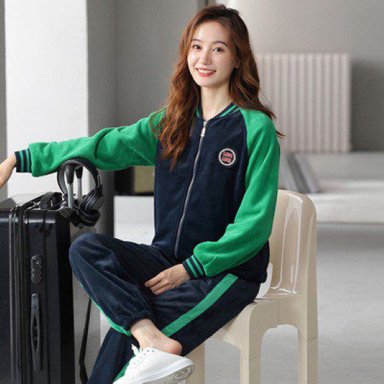 ルームウェア レディース 上下セット 2点セット セットアップ 長袖 長ズボン 大きいサイズ 可愛い フリース 前開き 羽織 ジッパー ウエストゴム 寝巻き 部屋着 おうち服 リラックス おしゃれ お