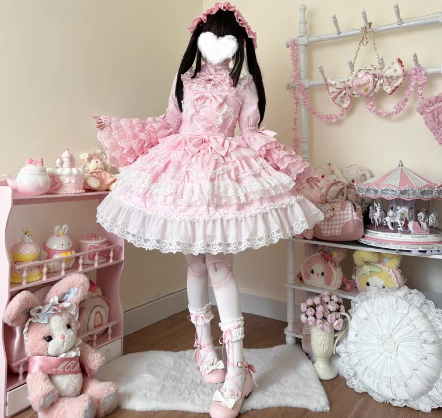 ジャンパースカート ロリータワンピース フリルワンピース 甘ロリータ 甘ロリ ロリータ風ワンピ エレガント Lolita 華やか ロリータ服 リボン チュール 可愛いコスチューム ゴスロリ コスプレ衣