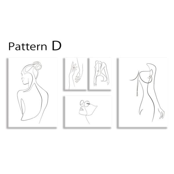 ファブリックパネル アートフレーム おしゃれ モダンアート 壁掛け ウォールデコレーション ピカソ Line Art patternD 5枚セット