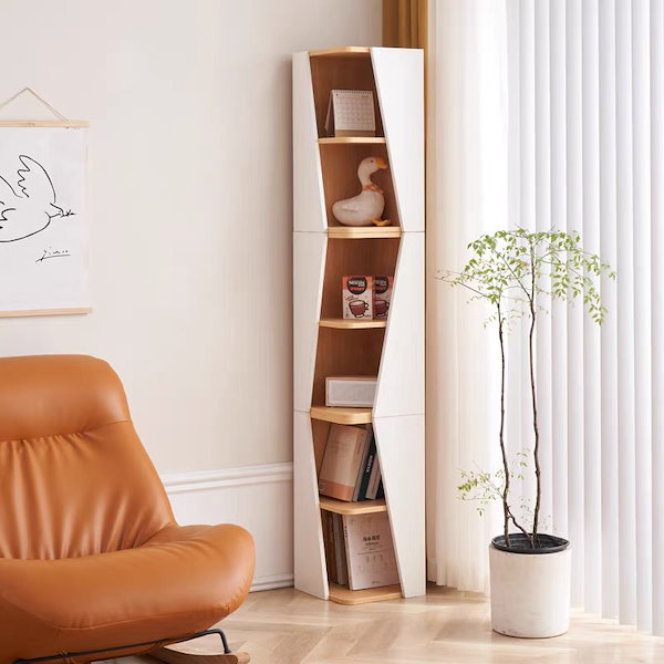 まるおくん　②コーナーキャビネット Qoo10] コーナーキャビネット本棚ポーチ本棚コーナ