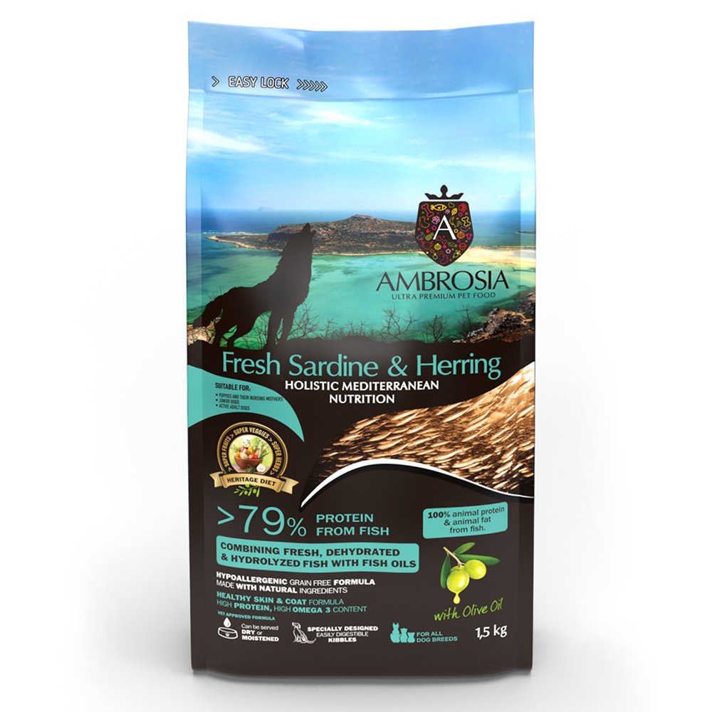 ドッグフード　アンブロシア　犬　ＨＭＮ　サーディン＆へリング　１．５ｋｇ　ドライ　ＡＭＢＲＯＳＩＡ　ＣＲＣ45―05―99―00―00