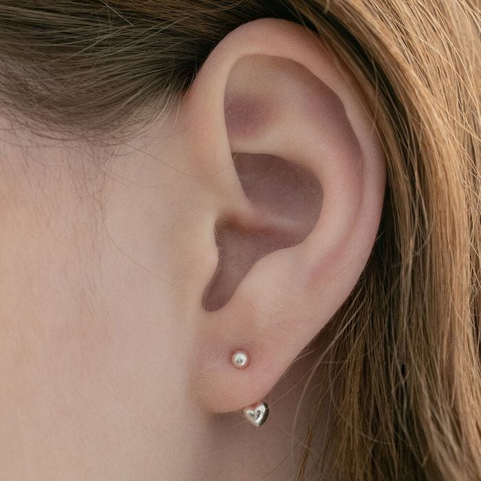 [Silver 925] Ball and Heart Ear Jacket Earrings 2色 おしゃれ ピアス 韓国ファッション