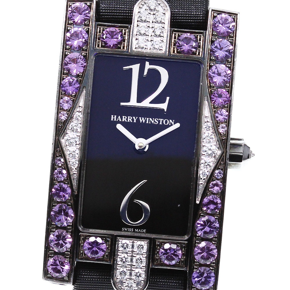 ハリーウィンストン HARRY WINSTON 310LQW アヴェニュー K18WG パープルサファイヤ クォーツ レディース _744823【中古】