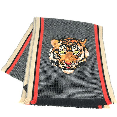 Qoo10] GUCCI マフラー タイガー 虎 刺繍 フリンジ : バッグ・雑貨