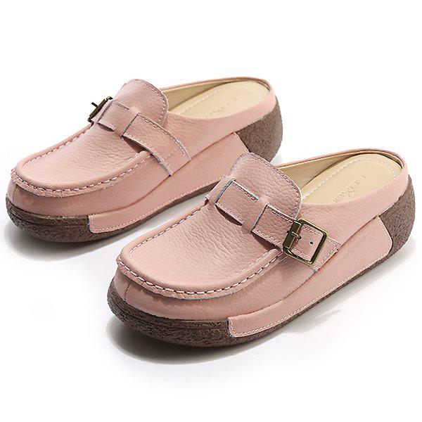 [シューズ] 厚底バックル 女性 レディース ローファー ミュール ブロファー 6.5cm sjlux-3858