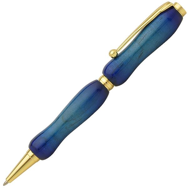 日本製 Air Brush Wood Pen キャンディカラー ボールペン（ギター塗装）クロスタイプ/芯：0.7mmBlue/カーリーメイプル