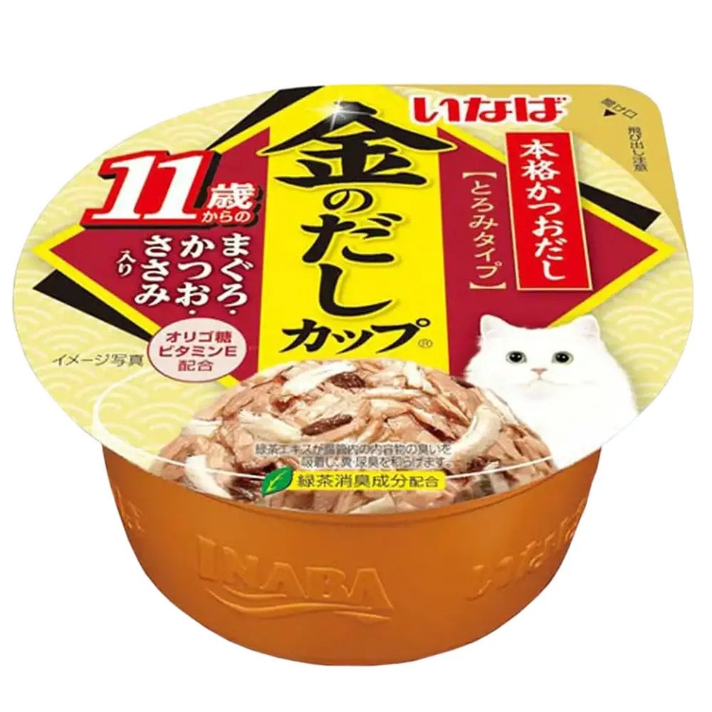 いなば　金のだし　カップ　１１歳からのまぐろ・かつお・ささみ入り　７０ｇX４８個　キャットフード　ＣＲＣ35―20―20―50―00