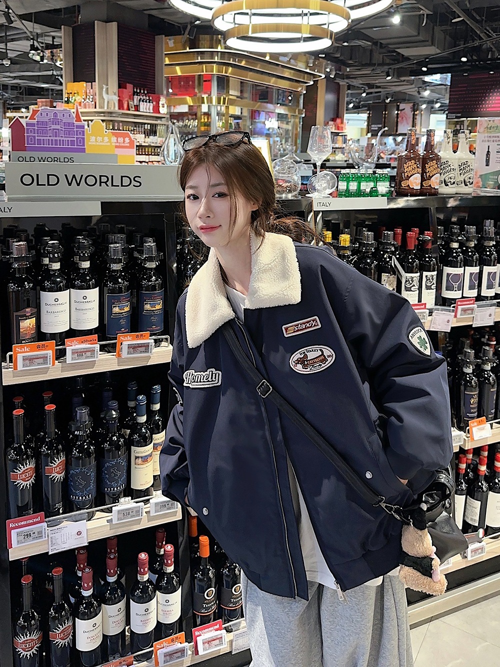 ふっくら中綿 あたたかい冬 韓国防寒あったか暖かいかわいいブルゾン厚手アウターBF風無地羽織るハイネックファッション系大人ゆったりカジュアルストリートスタンドネックにサイズ丈シルエット秋レディース黑