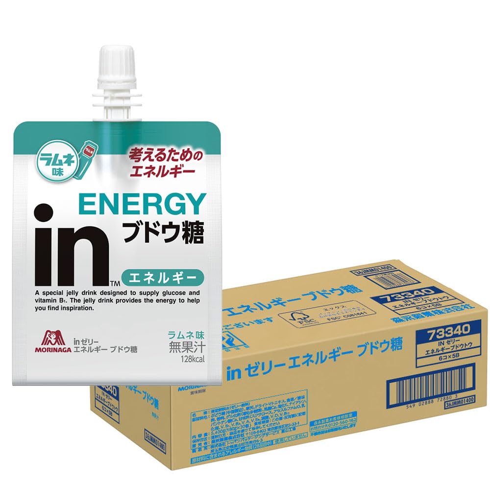 inゼリー エネルギー ブドウ糖 ラムネ味 (180g×30個) 考えるためのエネルギー 10秒チャージ ぶどう糖30g配合 1食分のビタミンB1配合 森永製菓