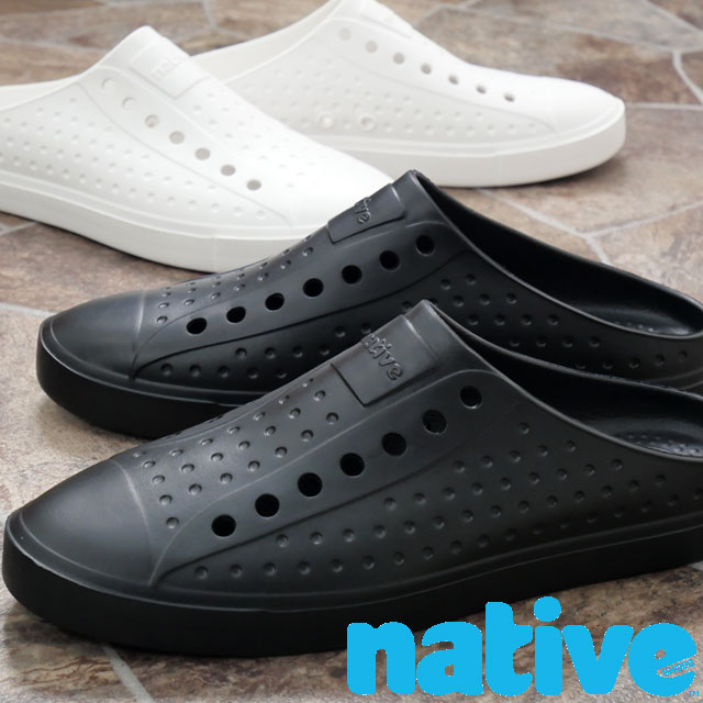 ネイティブ クロッグサンダル メンズ ジェファーソンクロッグ ラバーサンダル シャワーサンダル アウトドア サボサンダル カジュアルシューズ コンフォートサンダル 11113000 ジフィーブラック