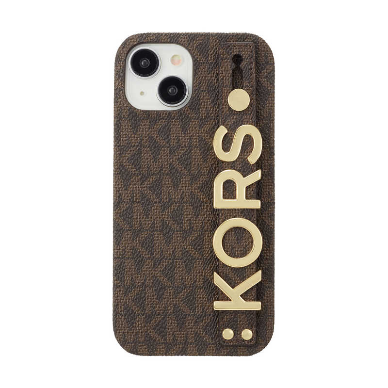 マイケルコース　Slim Wrap Case Stand ＆ Ring iPhone 15 MICHAEL KORS Brown　MKSRBRWWPIP2361