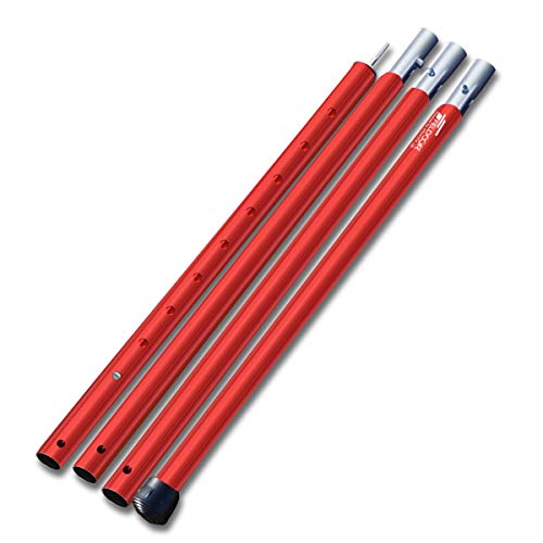 色：【A-03】アルミテントポール(8段階調整 / 4本連結) / レッド FIELDOOR アルミ