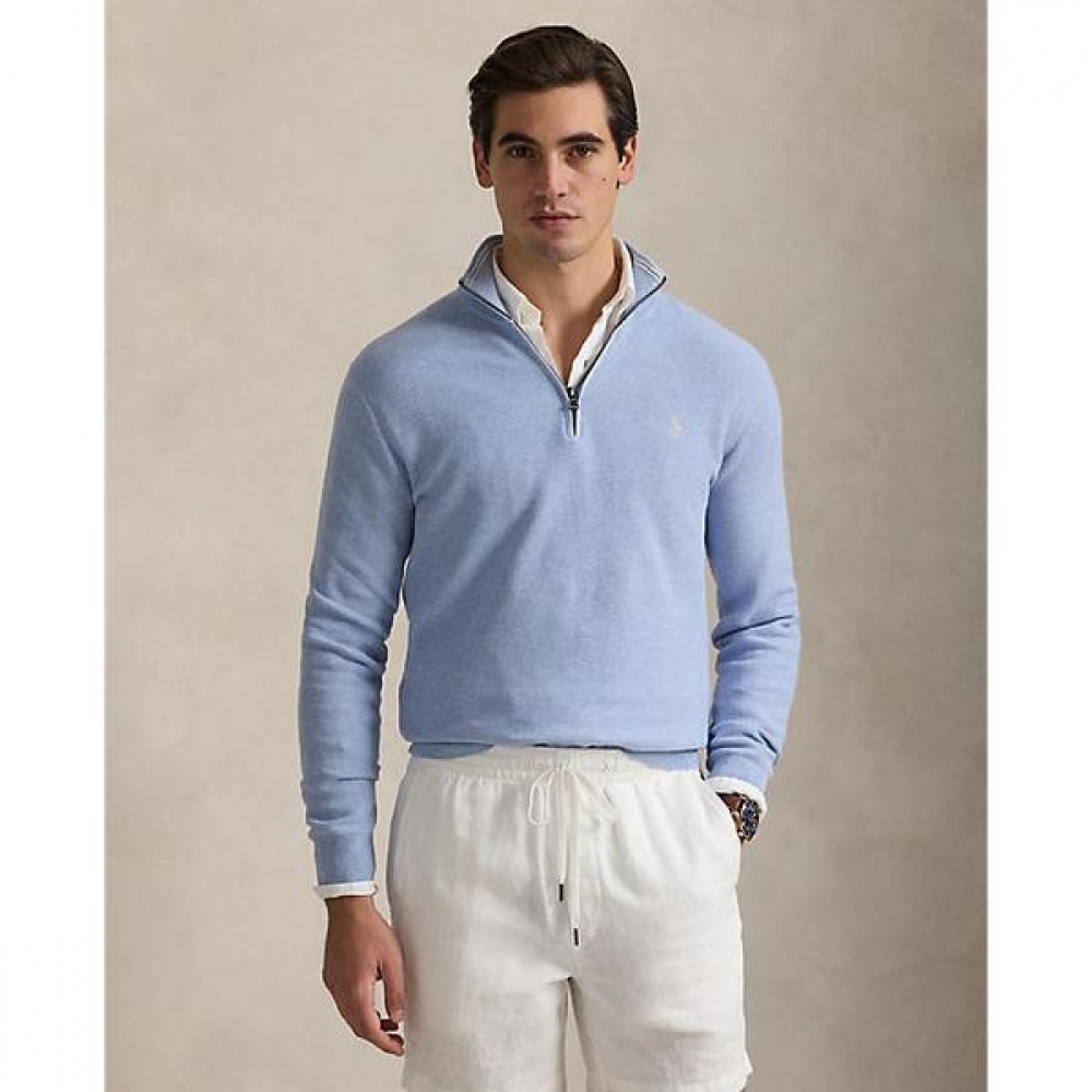ポロラルフローレンメンズメッシュニットコットンクォータージップセーター (MNPOSWE16822233400)