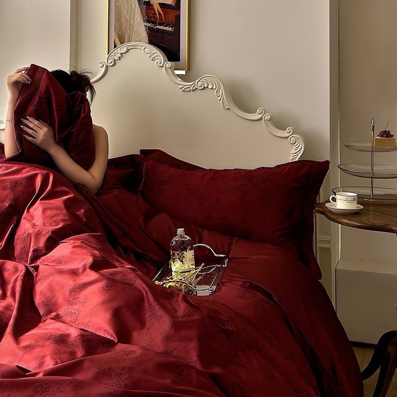 100本丨結婚4点セット全綿純綿シーツ復古赤色新婚祝い嫁入り祝い布団製品