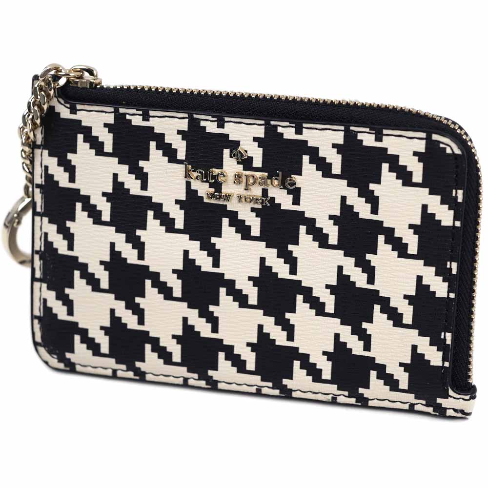ケイトスペード アウトレット フラグメントケース カードケース コインケース 小銭入れ キーケース ブラック×ホワイト マルチ 千鳥格子柄 Kate Spade OUTLET K9154-001