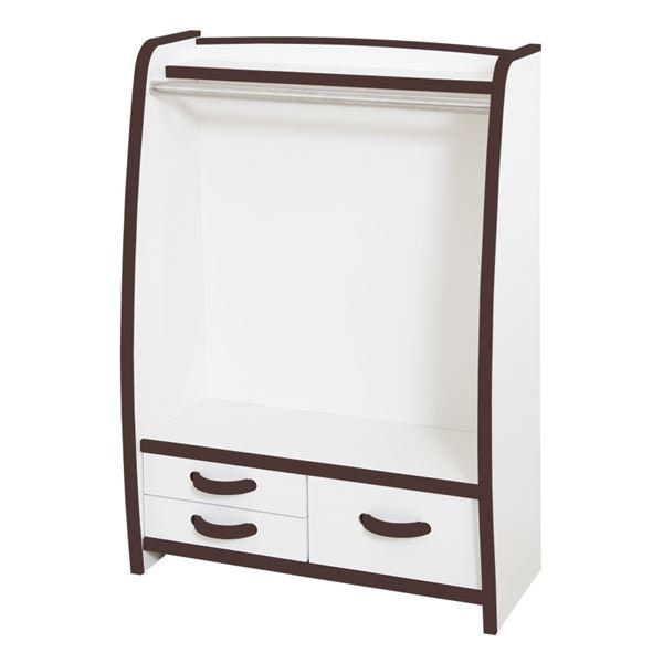 子供用 ハンガーラック/衣類収納 幅62.6cm ブラウン 日本製 高耐久 引き出し付き 知育家具 EVAキッズシリーズ 完成品