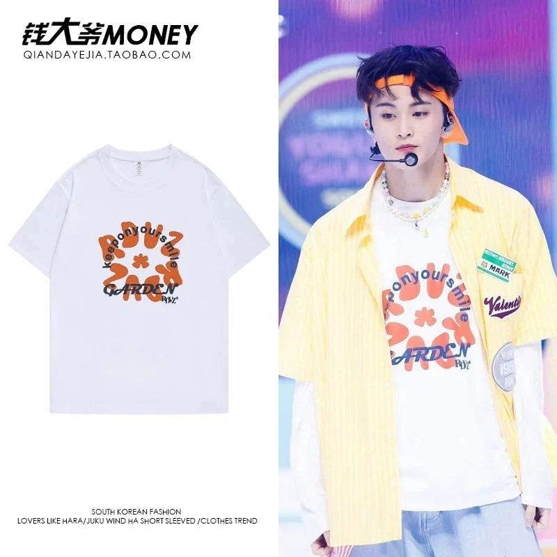 【急速出荷!2枚購入で300円 OFF!】黄仁軍李マークゆったりコットン半袖tシャツレディース夏おしゃれトップス2枚購入でカード1パスケース