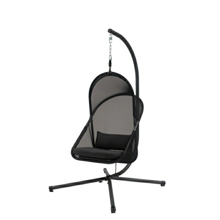 ハンギングチェア スチール 自立式 チェアー 椅子 折りたたみ式 アウトドア ルーフ付き 吊り下げ 日除け キャンプ RKC-540 ブラック リゾート ゆったり メッシュ 32,357円