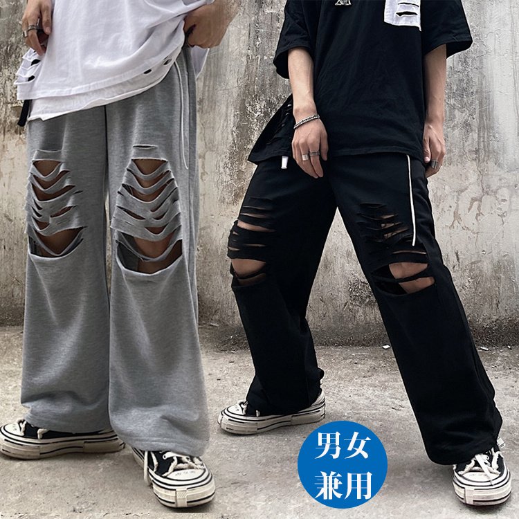 ワイドパンツ レディース メンズ ジャージパンツ カット入り 薄手 ウエストゴム 男女兼用 おしゃれ