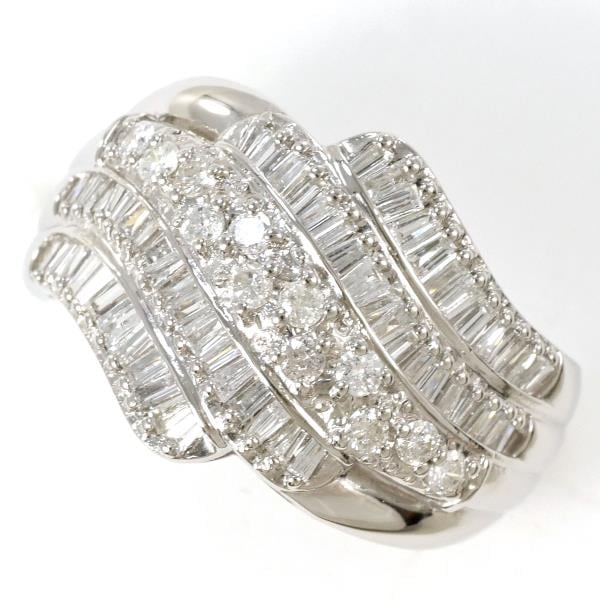 PT900 プラチナ リング 指輪 14号 ダイヤ 1.04 カード鑑別書 ジュエリー 中古