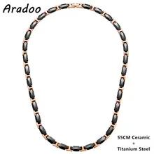 Aradoo-男性用のエレガントな黒のセラミックチタンネックレスヘマタイト磁気療法襟