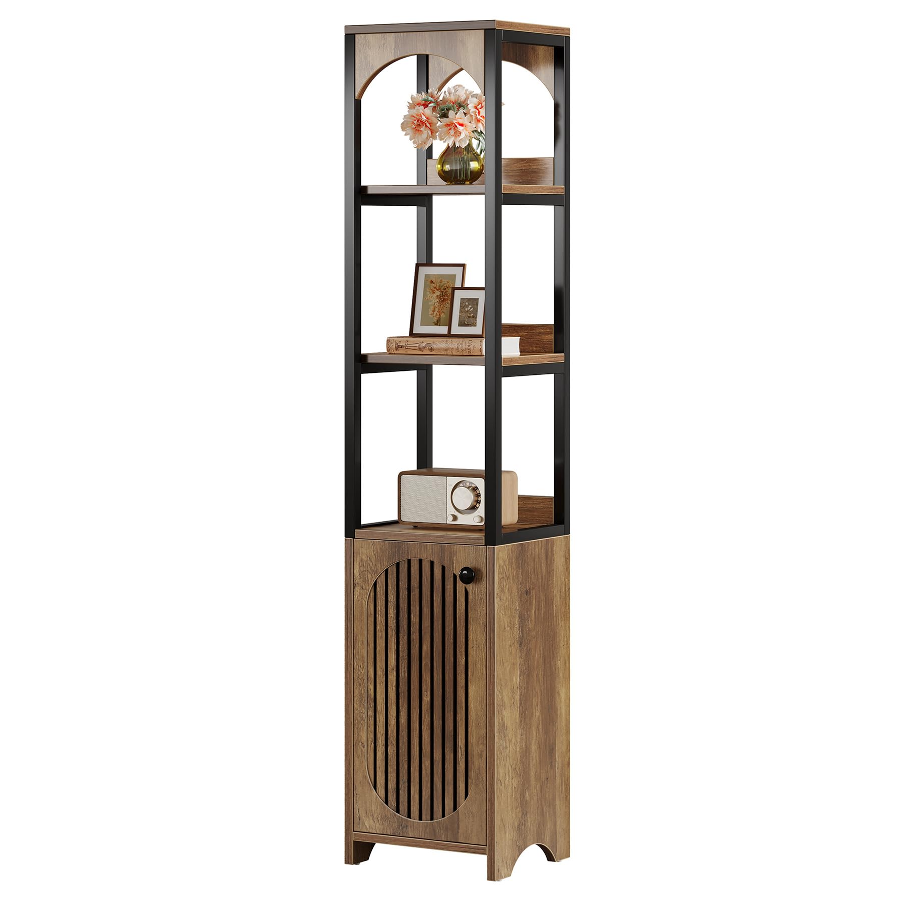 Tribesigns コーナー棚 4段本棚 コーナーラック オープンラック 収納ラック ドア付き 幅40 ブックシェルフ 大容量 コーナー収納 空間活用 木製棚板 13,086円