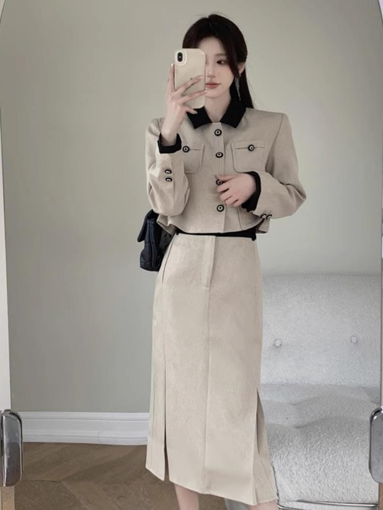 セットアップ ス一ツ2点セットスカート スーツジャケット シャツ 長袖 トップス+スカート ア ップ フード付きアウター無地 スウェットパンツ韓国ファッション レディーストレーニングウェアスポーツウェ 4,777円