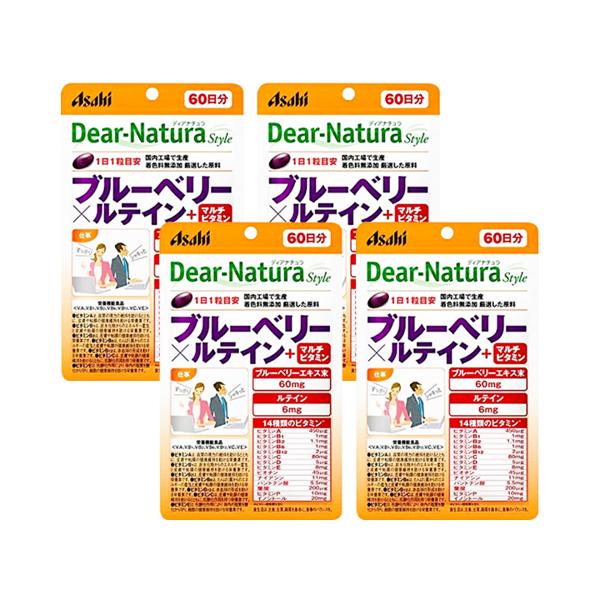 4個セット アサヒ ディアナチュラスタイル ブルーベリー×ルテイン＋マルチビタミン