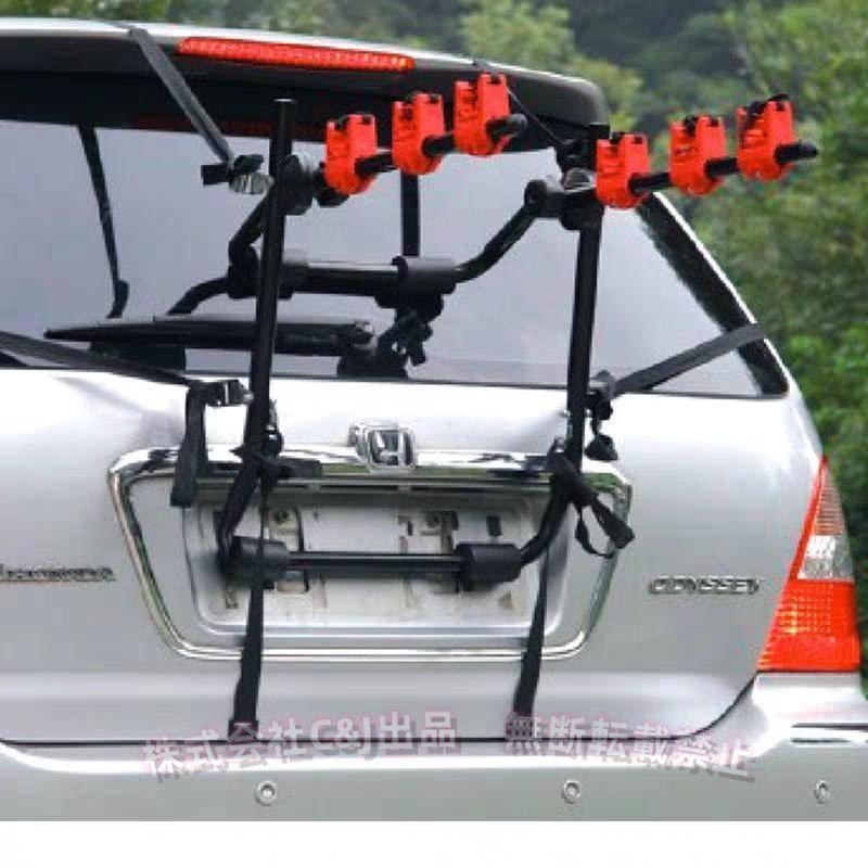 サイクルキャリア自転車リアキャリアロードバイク最大3台積み可コンパクト固定リアマウントC&J折りたたみ式ぐらつきのないバックルとストラップ付きの傾斜可