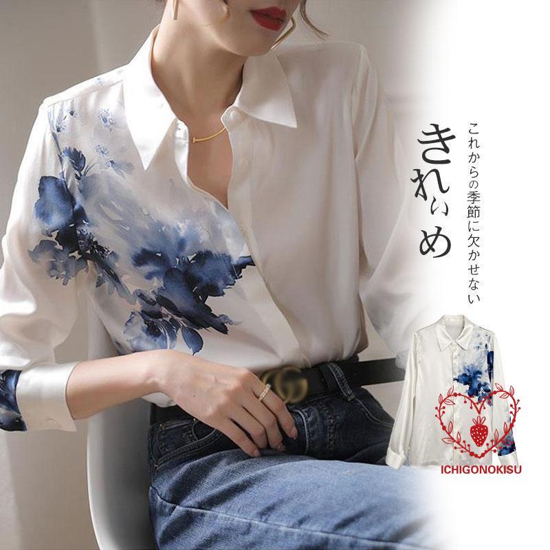 【新品販売】 シャツ ブラウス レディース 花柄 ファッション 長袖 薄手 高級感 トップス カジュアル 春 夏 秋 コーデ きれいめ おしゃれ