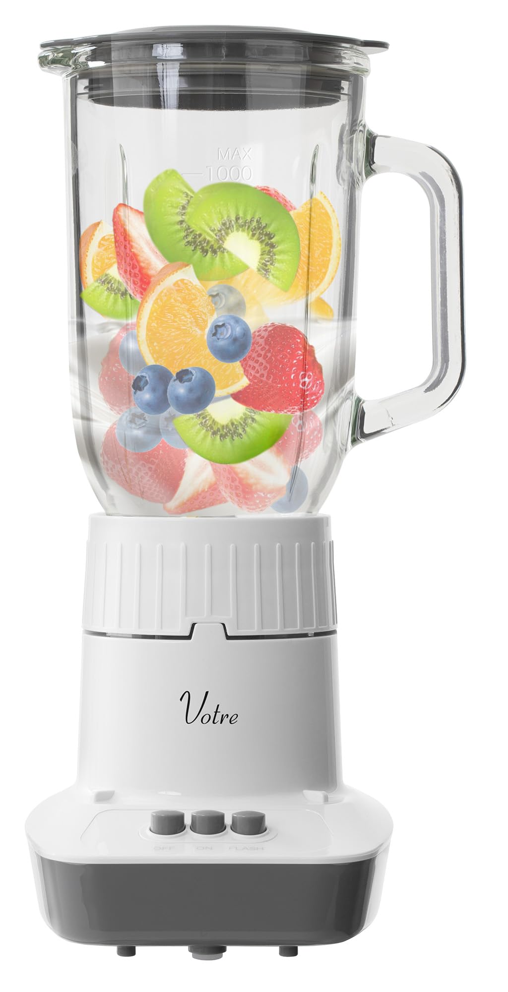 [山善] ジューサー 氷も砕ける ジュースミキサー 1000ml 野菜 果物 スムージー ガラスボトル ブレンダー Votre ホワイト MJA-G100(W)