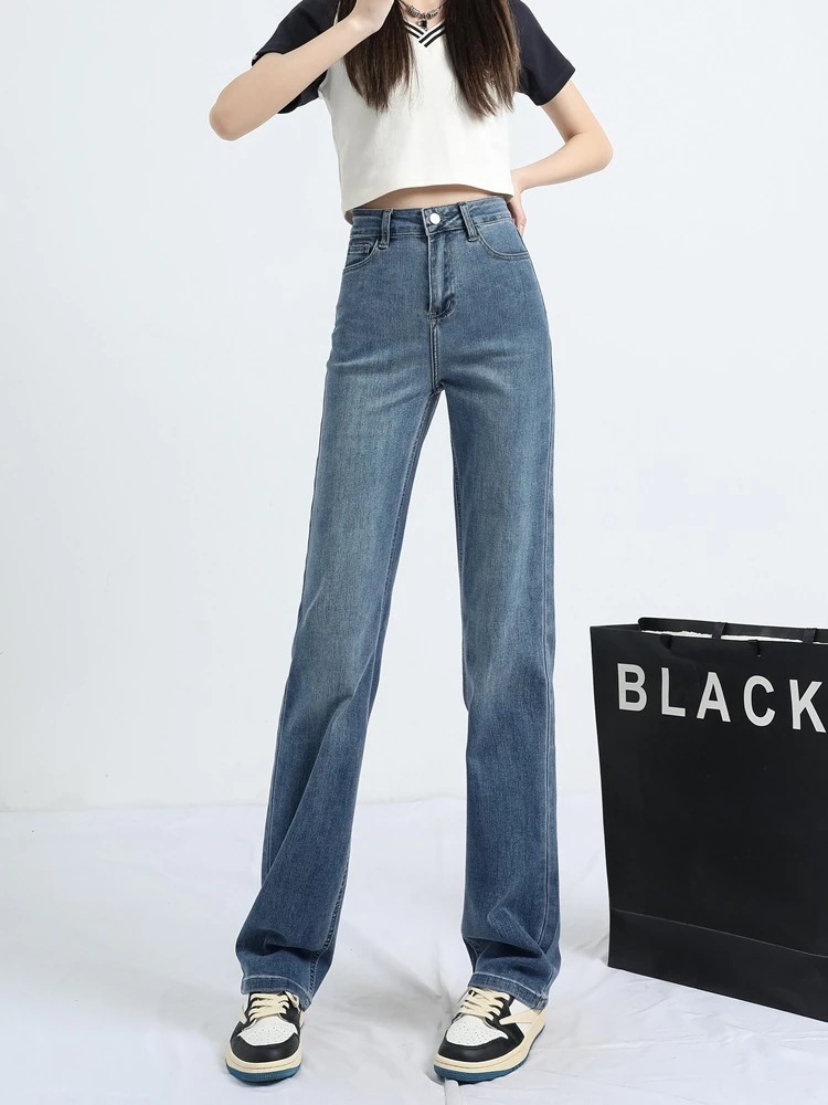 ワイドレッグジーンズのナローバージョン女性春春冬春と春の新しいl小さなハイウエストレトロストレートルーズサブ