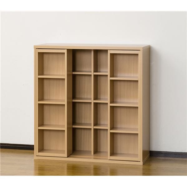 深型スライドシェルフ(CDラック/本棚) ナチュラル 約幅90cm 前面スライド式 連結金具付き (組立) 10,014円