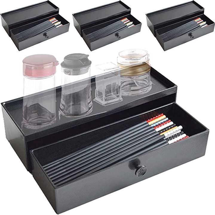 テーブル すっきり 片付く 箸入れ グリップゴム/静音クッション採用 ４個セット 調味料 つまようじ 置ける 清潔 衛生 業務用 引出し 箸箱(４個)