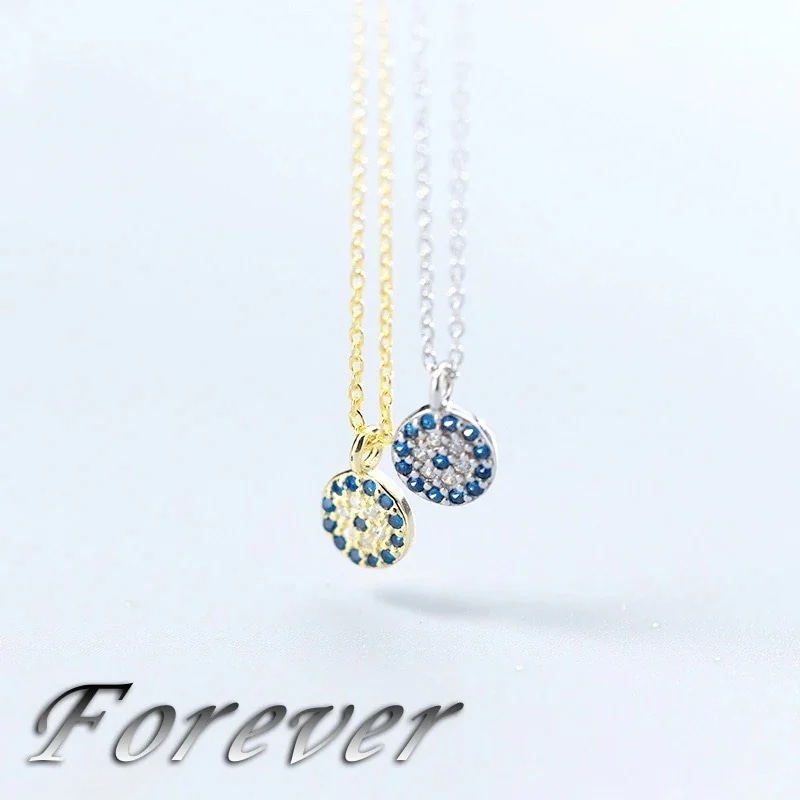 s925銀　悪魔の目　ネックレス　レディース　ブルー目　円形　幾何　ミニ　鎖骨チェーンT-NA01福袋クリスマスプレゼント30%までに制限