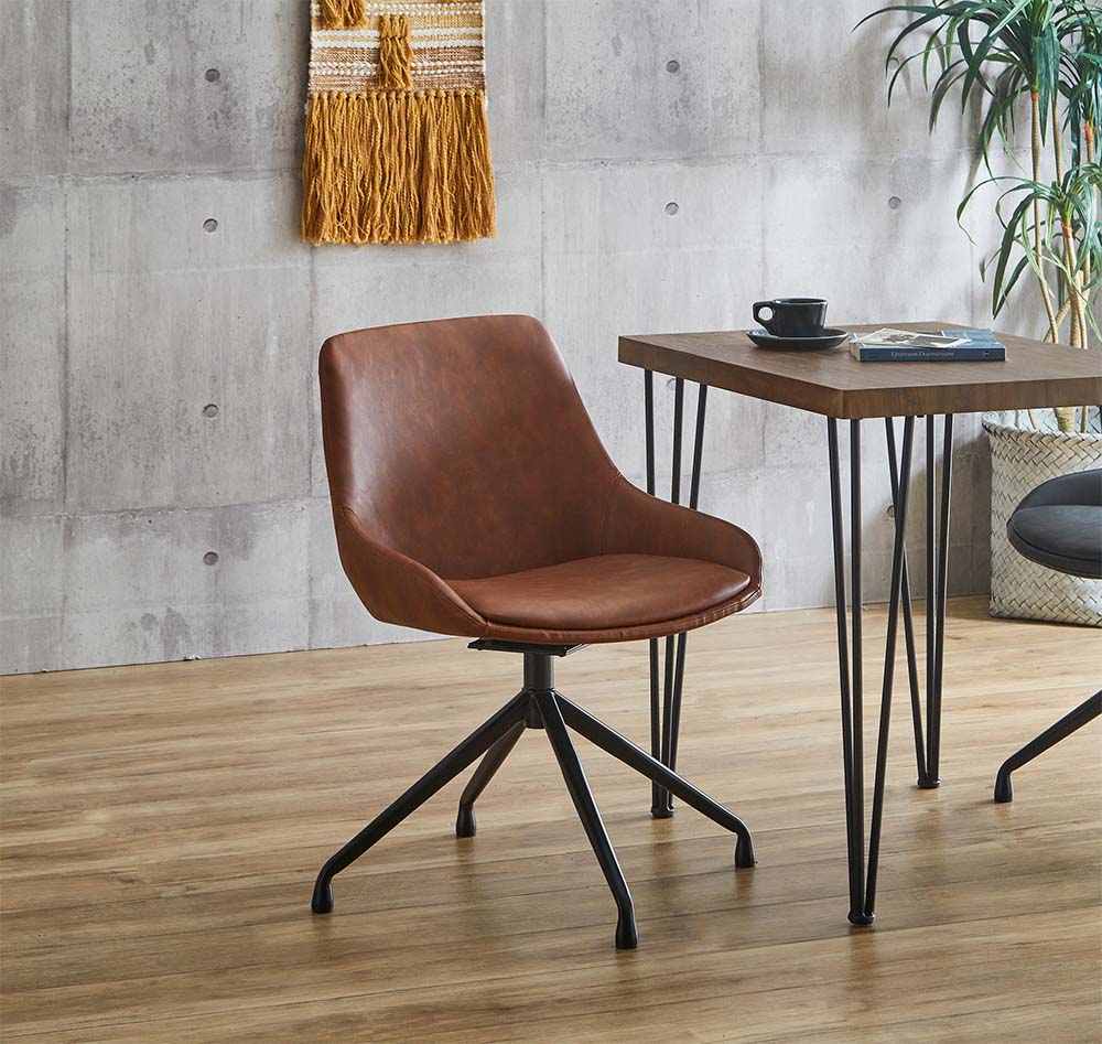ダイニングチェア 椅子 回転 おしゃれ レトロ レザーデスクチェア いす イス 座面高さ43cm